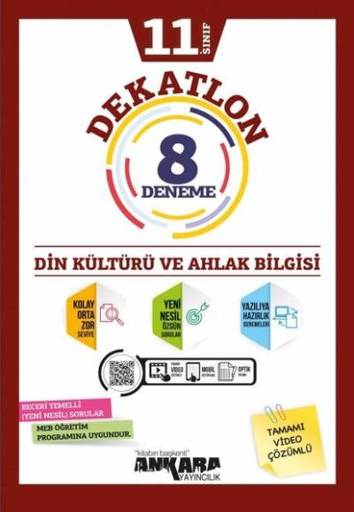 11. Sınıf Din Kültürü ve Ahlak Bilgisi Dekatlon Denemeleri ( 12 Adet )