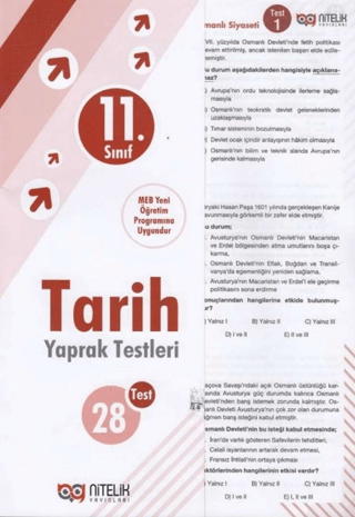 11. Sınıf Tarih Yaprak Testleri Kolektif
