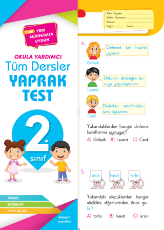 2. Sınıf Tüm Dersler Yaprak Test