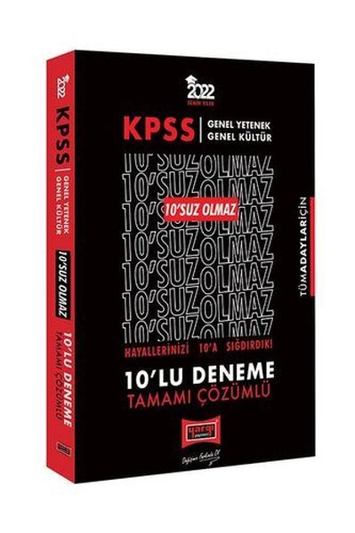 2022 KPSS GY GK 10'SUZ Olmaz Tamamı Çözümlü 10'lu Deneme Kolektif