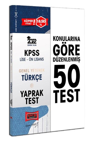 2022 KPSS Lise Ön Lisans Genel Yetenek Türkçe Yaprak Test Kolektif