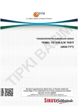 2022 TYT Tıpkı Basım Çıkmış Sorular