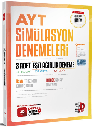 2023 AYT 3D Eşit Ağırlık 3'lü Simülasyon Deneme