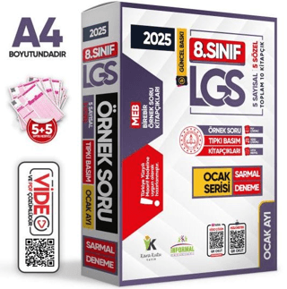 2025 8. Sınıf LGS Ocak Ayı MEB Örnek Soru Tıpkı Basım 5li Sarmal Deneme Paketi Video/PDF Çözümlü