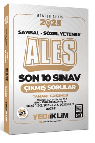 2025 ALES Master Serisi Sayısal - Sözel Yetenek Tamamı Çözümlü Son 10 Sınav Çıkmış Sorular (ALES 3 Dahil)