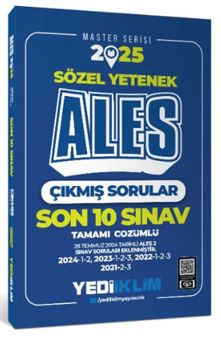 2025 ALES Sözel Yetenek Son 10 Sınav Tamamı Çözümlü Çıkmış Sorular(28 Temmuz 2024/Ales-2 Ekli)