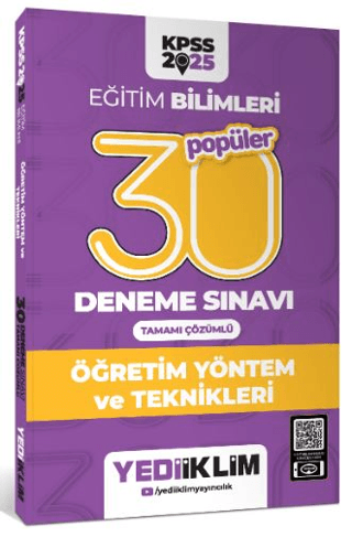 2025 KPSS Eğitim Bilimleri 30 Popüler Öğretim Yöntem ve Teknikleri Tamamı Çözümlü Deneme Sınavı