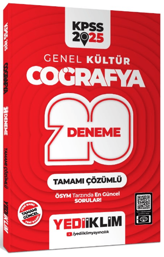 2025 KPSS Genel Kültür Coğrafya Tamamı Çözümlü 20 Deneme
