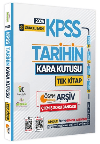 2025 KPSS Kara Kutu Tarih Tek Kİitap ÖSYM Arşiv Çıkmış Soru Bankası Konu Özetli Video/PDF Çözümlü