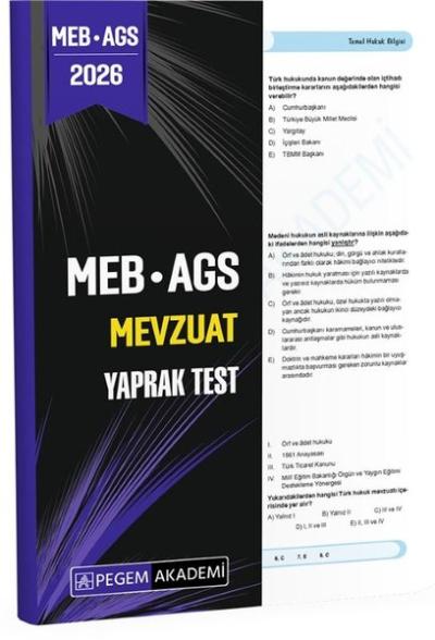 2026 MEB AGS Mevzuat Yaprak Test Kolektif