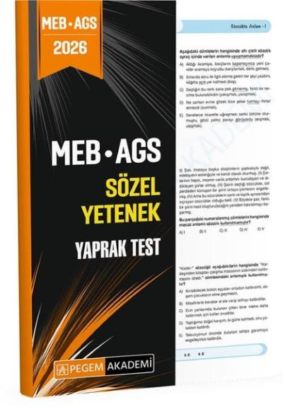 2026 MEB AGS Sözel Yetenek Yaprak Test Kolektif