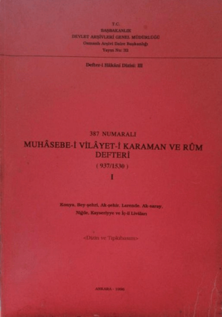 387 Numaralı Muhasebe-i Vilayet-i Karaman ve Rum Defteri (937/1530) - 1