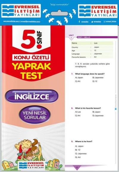 5.Sınıf İngilizce Konu Özetli Yaprak Test Kolektif