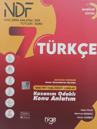 7. Sınıf Türkçe Ndf Nige Ders Anlatım Föyleri Kazanım Odaklı Konu Anlatım