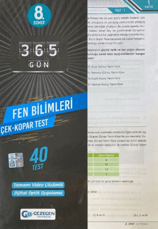 8.Sınıf 365 Gün Fen Bilimleri 40 Yaprak Test