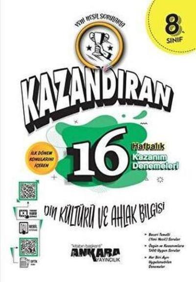 8. Sınıf Din Kültürü ve Ahlak Bilgisi Kazandıran 16 Haftalık Kazanım Denemeleri