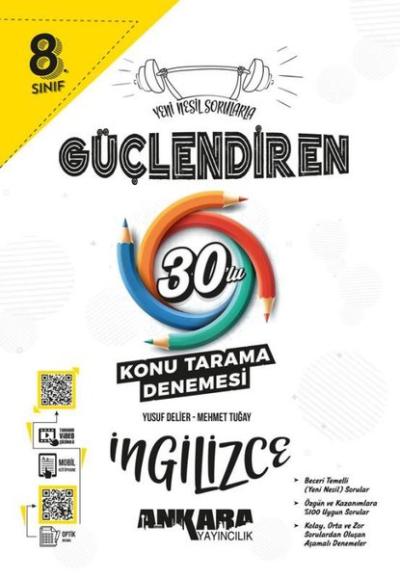 8. Sınıf  İngilizce Güçlendiren 30'lu Konu Tarama Denemesi