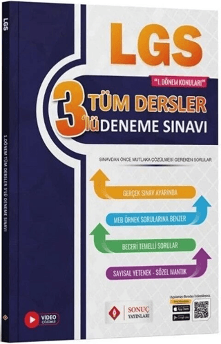 8. Sınıf LGS Tüm Dersler 1. Dönem 3 Deneme