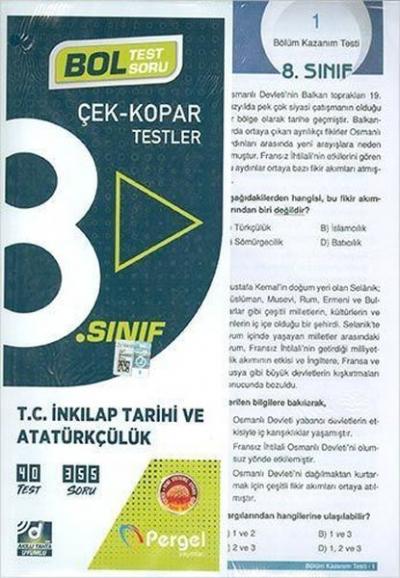 8.Sınıf T.C. İnkılap Tarihi ve Atatürkçülük Çek Kopar Testler