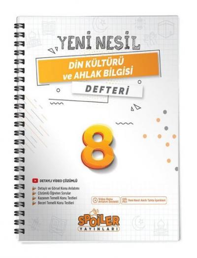 8.Sınıf Yeni Nesil Din Kültürü ve Ahlak Bilgisi Defteri