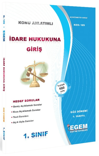 AÖF 1. Sınıf İdare Hukukuna Giriş Güz Dönemi 1. Yarıyıl Tüm Dersler Konu Anlatımlı Soru Bankası (189)