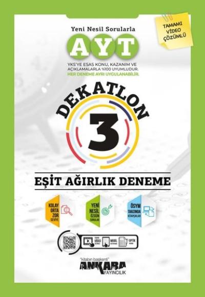 AYT Eşit Ağırlık Dekatlon 3 Deneme