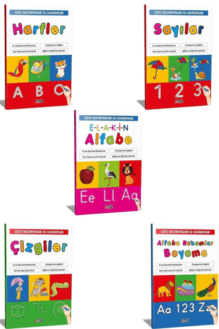 Çizgi Alıştırmaları İle Alfabe Kavram Seti (5 Kitap)