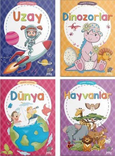 Eğitici Eğlendirici Çıkartma ve Boyama Kitabı Serisi Seti-4 Kitap Takım