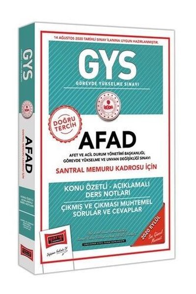 GYS AFAD Santral Memuru Kadrosu İçin Konu Özetli Çıkmış ve Çıkması Muh