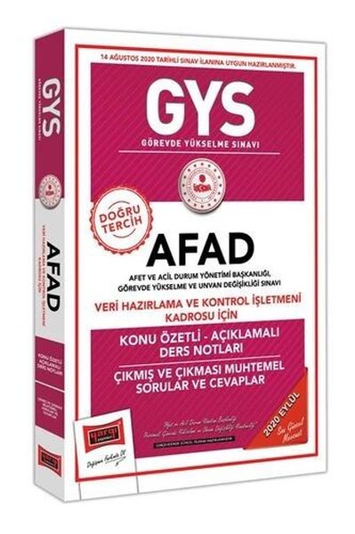GYS AFAD Veri Hazırlama ve Kontrol İşletmeni Kadrosu İçin Konu Özetli 