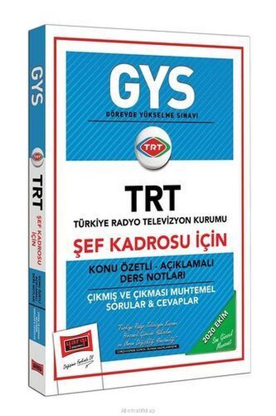 GYS TRT Şef Kadrosu İçin Konu Özetli Çıkmış ve Çıkması Muhtemel Sorula