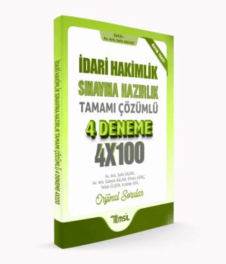 İdari Hakimlik Sınavına Hazırlık Tamamı Çözümlü 4 Deneme