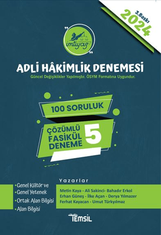 İmtiyaz Adli Hâkimlik Sınavı Çözümlü 5 Deneme 2024