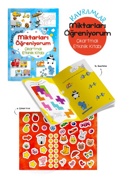 Kavramlar - Miktarları Öğreniyorum Çıkartmalı Etkinlik Kitabı 3 + Yaş