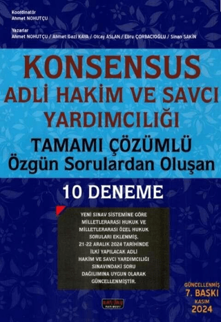 Konsensus Adli Hakim ve Savcı Yardımcılığı 10 Deneme
