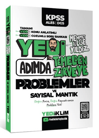 KPSS-ALES-DGS Yedi Adımda Temelden Zirveye Problemler ve Sayısal Mantık Video Konu Anlatımlı Video Çözümlü Soru Bankası