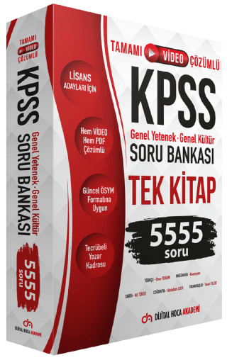 KPSS Genel Yetenek Genel Kültür Tamamı Çözümlü 5555 Soru Bankası Tek Kitap