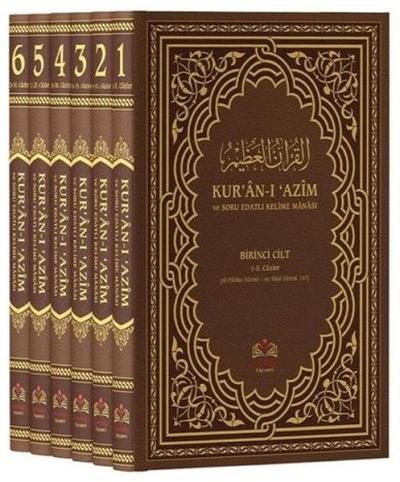 Kur'an-ı Azim ve Tefsirli Meal Soru Edatlı Kelime Manası Seti - 6 Cilt Takım (Arapça - Türkçe) (Ciltli)
