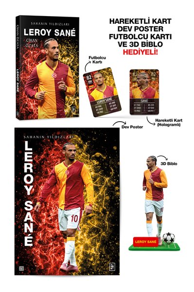 Leroy Sane - Sahanın Yıldızları - Hareketli Kart - Dev Poster - Futbolcu Kartı ve 3D Biblo Hediyeli!