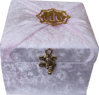 M285P - Mühürlü Cep Boy Kadife Sandıklı Mealli Kuran-ı Kerim-Pembe