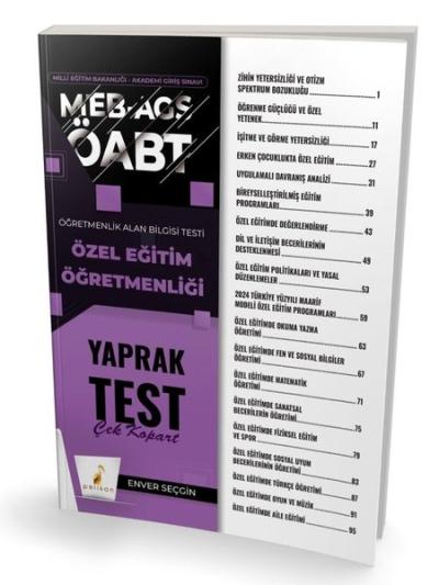 MEB - AGS ÖABT Özel Eğitim Öğretmenliği Yaprak Test Enver Seçgin