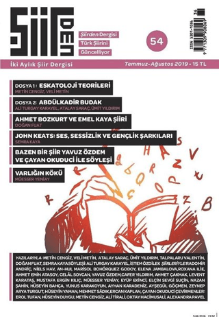 Şiirden İki Aylık Şiir Dergisi Sayı: 54 Haziran - Temmuz 2019