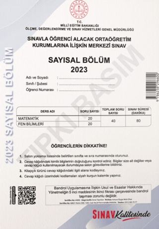 Sınav Kalitesinde 8. Sınıf LGS 2023 Tıpkı Basım Çıkmış Sorular ve Çözümleri