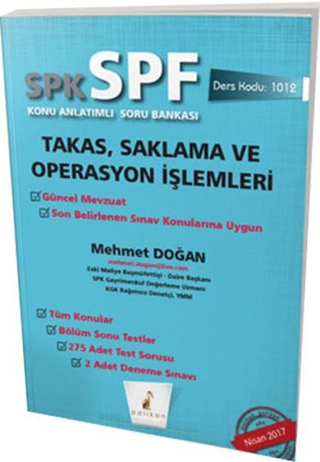 SPK - SPF Takas, Saklama ve Operasyon İşlemleri Konu Anlatımlı Soru Bankası