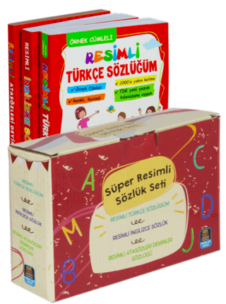 Süper Resimli Sözlük Seti Türkçe, İngilizce, Atasözleri (3 Kitap-Kutulu)