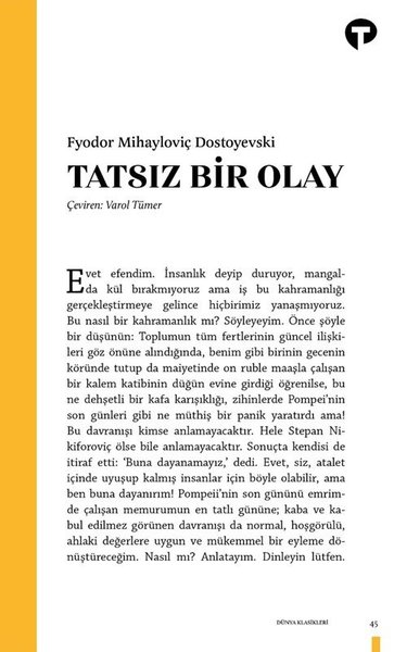 Tatsız Bir Olay Fyodor Mihayloviç Dostoyevski