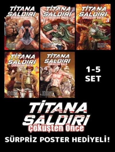 Titana Saldırı - Çöküşten Önce 1 - 5 - Poster Hediyeli Manga Set