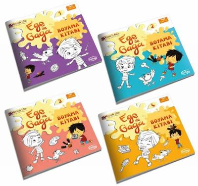 TRT Çocuk-Ege ile Gaga Boyama Kitabı Seti - 4 Kitap Takım Kolektif