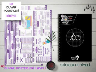 TYT Kareli Kimya Okul Defteri Konu Anlatımlı 3 Büyük Poster ve 96 Sticker Hediye 9-10-11-12.Sınıfa Uygun