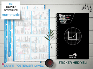 TYT Kareli Matematik Okul Defteri Konu Anlatımlı 3 Büyük Poster ve 96 Sticker Hediye 9-10-11-12.Sınıfa Uygun